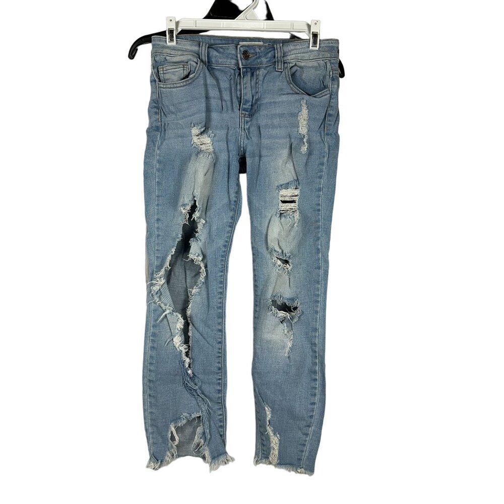 Cello Womens Distressed Light Wash Skinny Jeans Size 3
